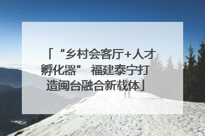 “乡村会客厅+人才孵化器” 福建泰宁打造闽台融合新载体