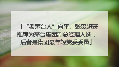 “老茅台人”向平、张贵超获推荐为茅台集团副总经理人选，后者是集团最年轻党委委员
