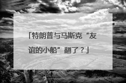 特朗普与马斯克“友谊的小船”翻了？