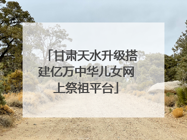 甘肃天水升级搭建亿万中华儿女网上祭祖平台