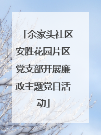 余家头社区安胜花园片区党支部开展廉政主题党日活动