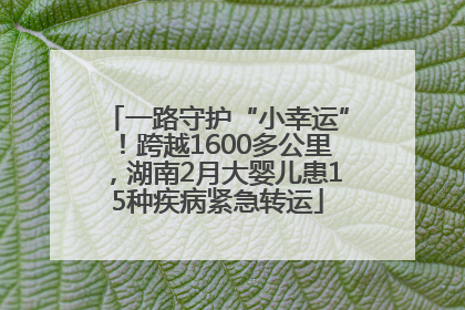 一路守护“小幸运”！跨越1600多公里，湖南2月大婴儿患15种疾病紧急转运