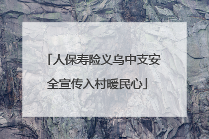 人保寿险义乌中支安全宣传入村暖民心