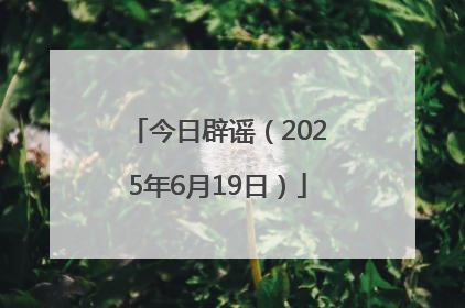 今日辟谣（2025年6月19日）