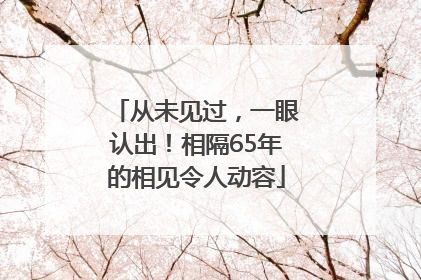 从未见过，一眼认出！相隔65年的相见令人动容