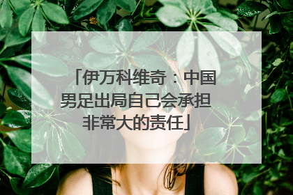 伊万科维奇：中国男足出局自己会承担非常大的责任