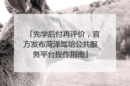 先学后付再评价，官方发布菏泽驾培公共服务平台操作指南