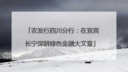 农发行四川分行：在宜宾长宁深耕绿色金融大文章