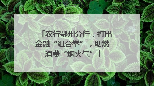 农行鄂州分行：打出金融“组合拳”，助燃消费“烟火气”