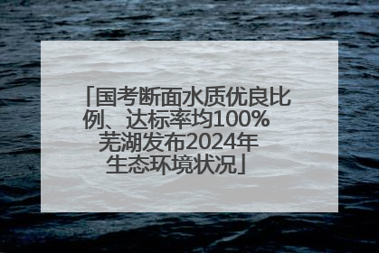 国考断面水质优良比例、达标率均100% 芜湖发布2024年生态环境状况
