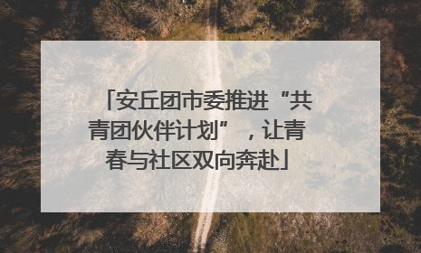 安丘团市委推进“共青团伙伴计划”，让青春与社区双向奔赴
