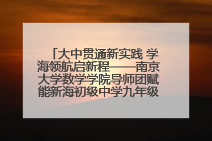 大中贯通新实践 学海领航启新程——南京大学数学学院导师团赋能新海初级中学九年级学子生涯规划