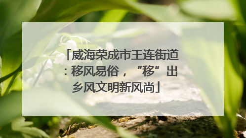 威海荣成市王连街道：移风易俗，“移”出乡风文明新风尚