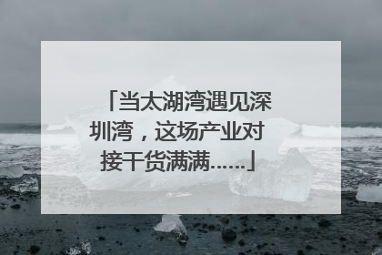 当太湖湾遇见深圳湾，这场产业对接干货满满……