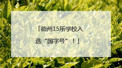 德州15所学校入选“国字号”！