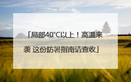 局部40℃以上！高温来袭 这份防暑指南请查收