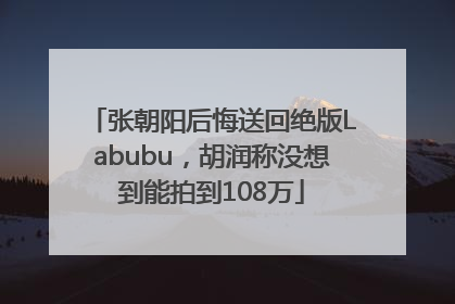 张朝阳后悔送回绝版Labubu，胡润称没想到能拍到108万