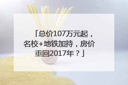 总价107万元起，名校+地铁加持，房价重回2017年？