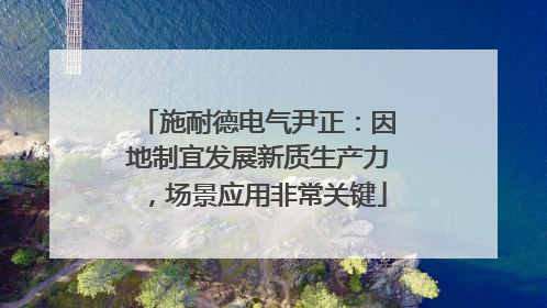 施耐德电气尹正：因地制宜发展新质生产力，场景应用非常关键