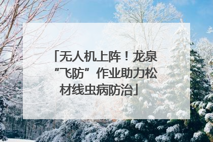 无人机上阵！龙泉“飞防”作业助力松材线虫病防治