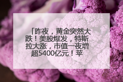 昨夜，黄金突然大跌！美股爆发，特斯拉大涨，市值一夜增超5400亿元！苹果传来大消息