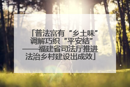 普法富有“乡土味” 调解巧织“平安结”——福建省司法厅推进法治乡村建设出成效