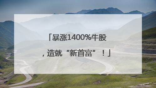 暴涨1400%牛股，造就“新首富”！