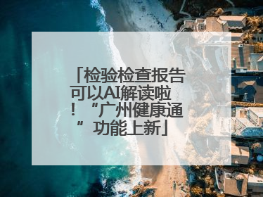 检验检查报告可以AI解读啦！“广州健康通”功能上新