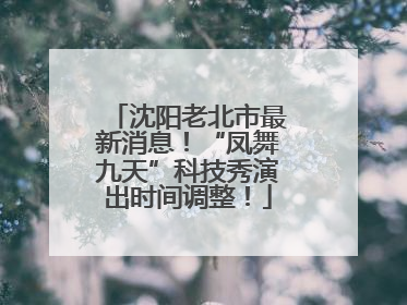 沈阳老北市最新消息！“凤舞九天”科技秀演出时间调整！