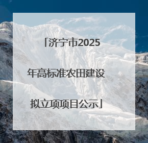 济宁市2025年高标准农田建设拟立项项目公示