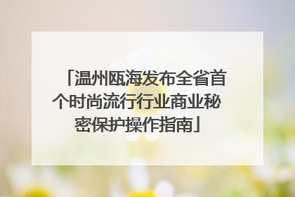 温州瓯海发布全省首个时尚流行行业商业秘密保护操作指南