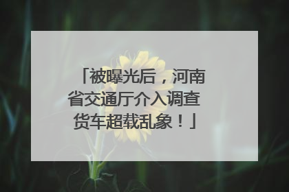 被曝光后，河南省交通厅介入调查货车超载乱象！