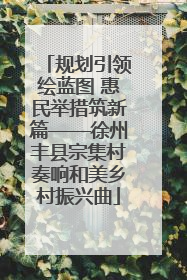 规划引领绘蓝图 惠民举措筑新篇——徐州丰县宗集村奏响和美乡村振兴曲