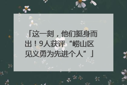 这一刻，他们挺身而出！9人获评“崂山区见义勇为先进个人”