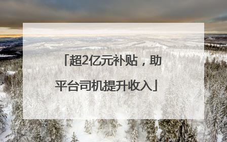 超2亿元补贴，助平台司机提升收入