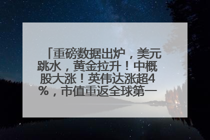 重磅数据出炉，美元跳水，黄金拉升！中概股大涨！英伟达涨超4%，市值重返全球第一！黄仁勋计划出售至多600万股股票