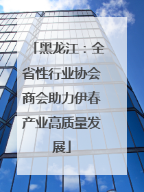 黑龙江：全省性行业协会商会助力伊春产业高质量发展