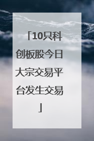 10只科创板股今日大宗交易平台发生交易