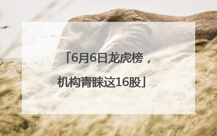 6月6日龙虎榜，机构青睐这16股